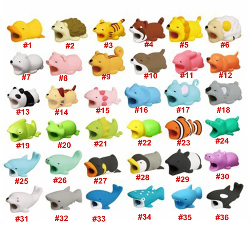 Universal Cute 36 Animals Bite Cable Organizer Management Wire Protector Case for Charging Data Earphone Mouse Line Cover