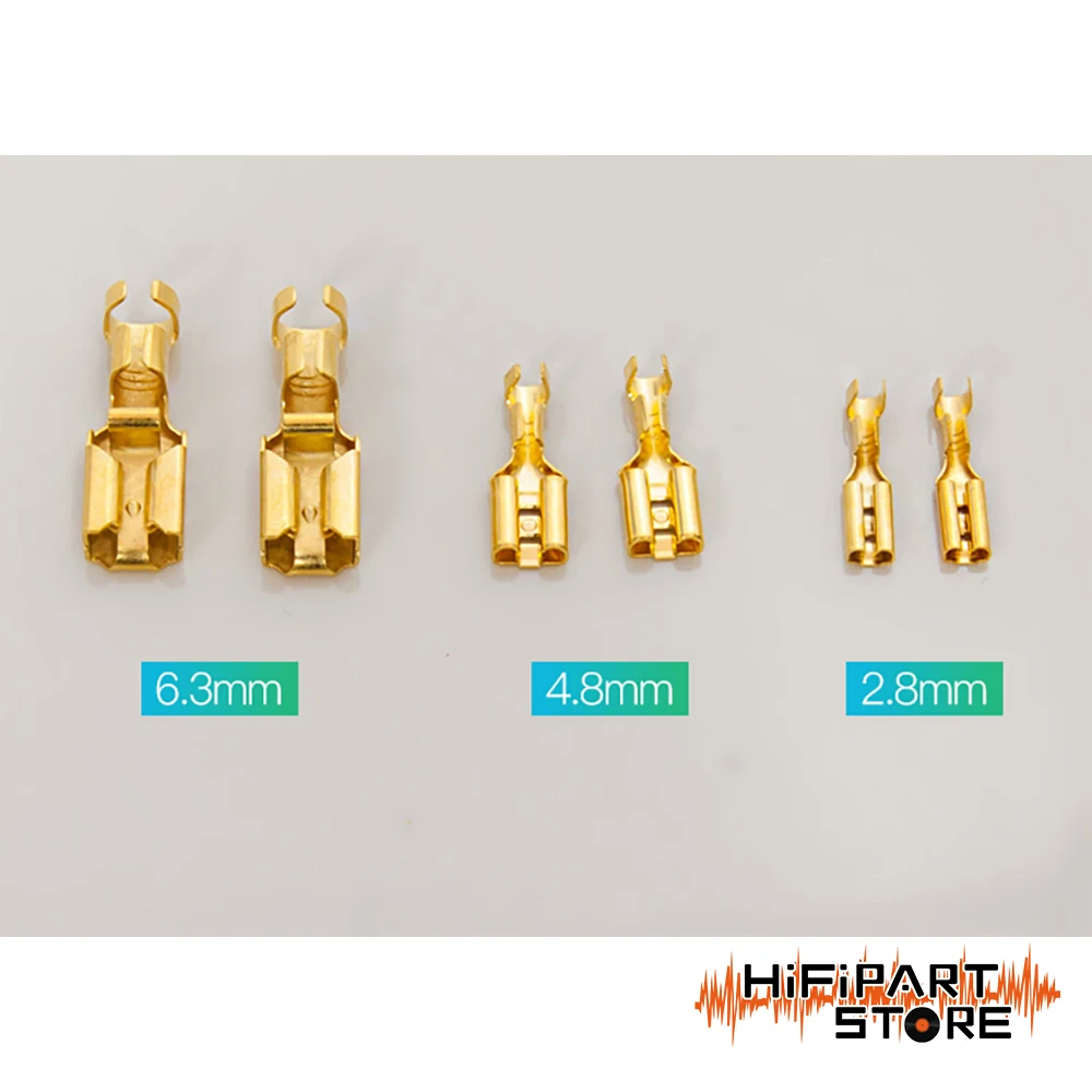 Língua do terminal da orelha banhada a ouro, wbt 0655 0656 0657, 6.3mm de largura, 4.8/2.8mm opcional