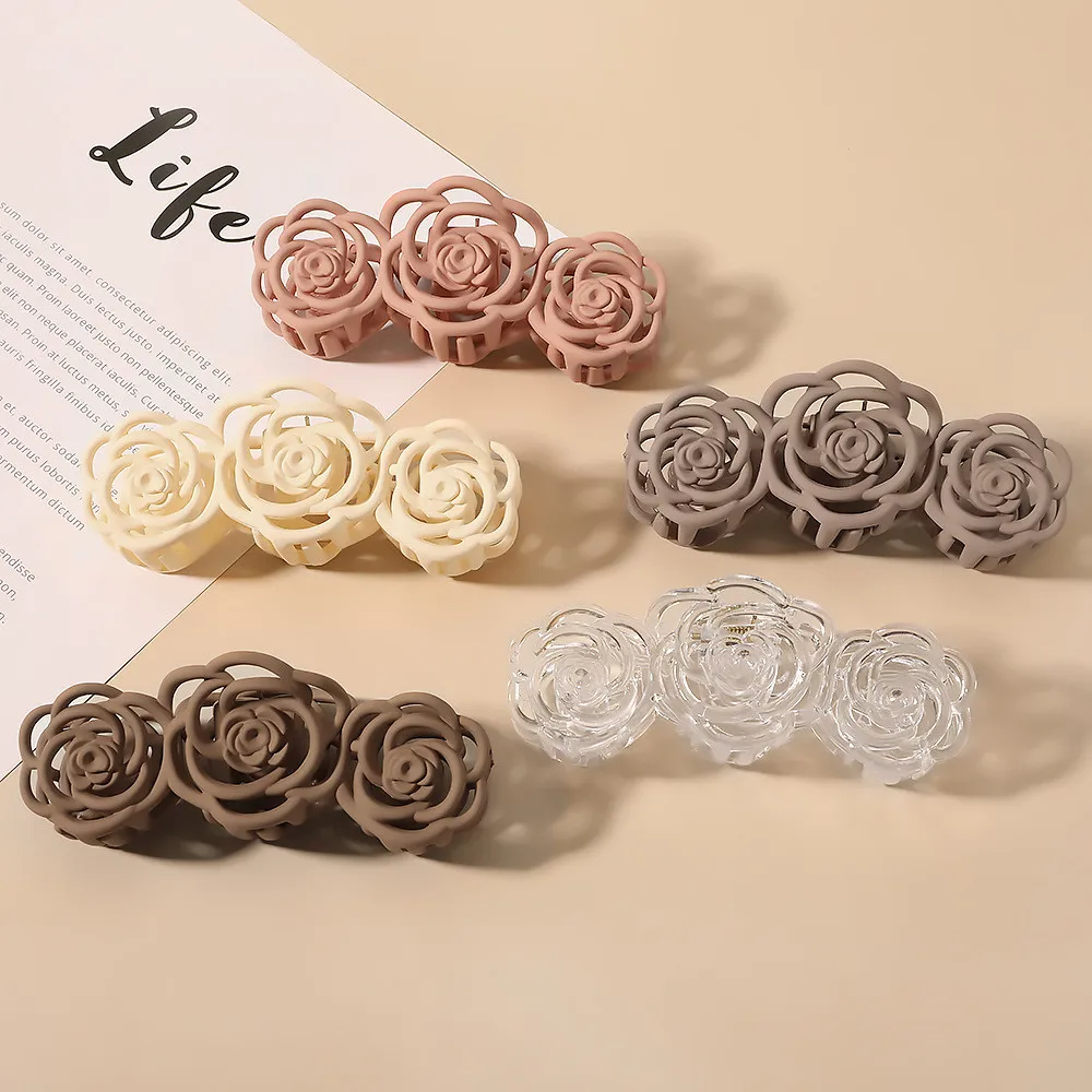 2021 New Fashion Beautiful Rose Flower Modeling Large Hairpin Barrettes for Women Girl Accessories Headwear