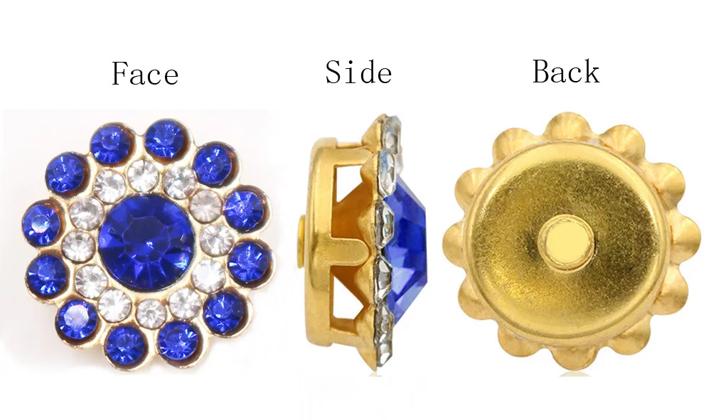 14mm Sonnenblumen klaue auf Strass steinen nähen tirm glänzende Kristalle Steine Gold basis Handarbeit Nähen Strass Accessoires Handwerk Edelsteine – Detail 1