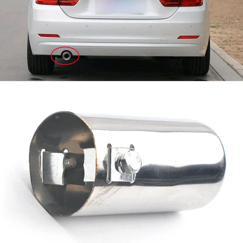 1pcs Universal Stainless Steel Car Rear Round Exhaust Pipe Tail Muffler Tip Durable High Quality Exhaust System Car Accessories