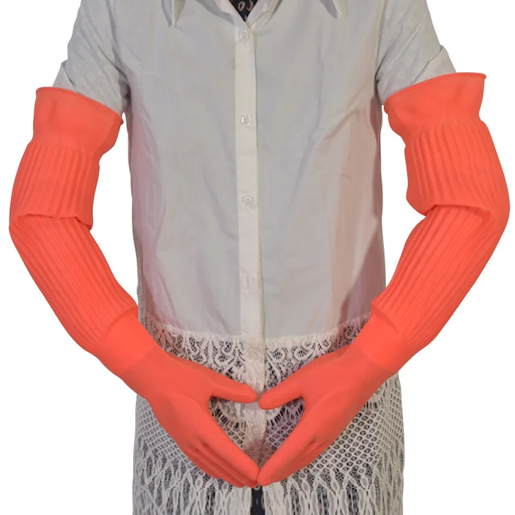 1pc Lengthen Ultra Long 45/55cm Waterproof Rubber Gloves Bowl Dish Latex Gloves Rubber Gloves Wash Car and Do Housework