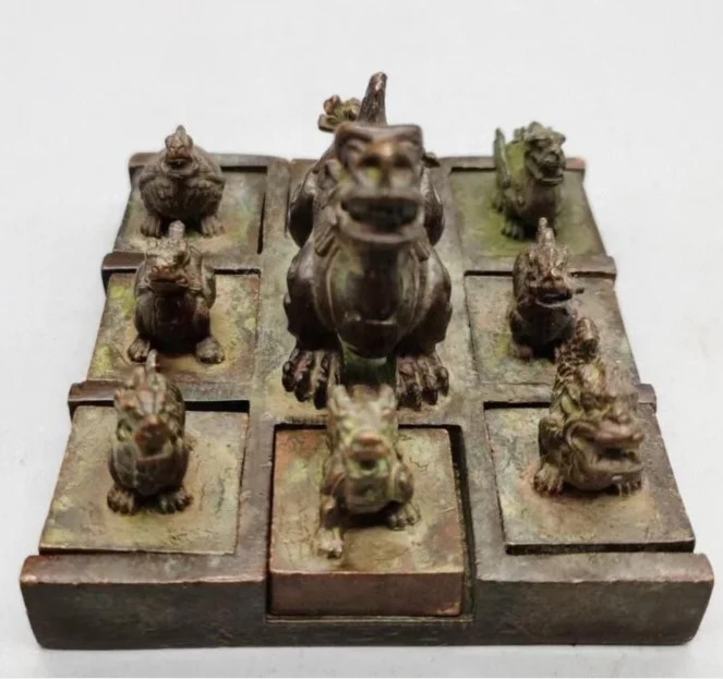 

Chinese Feng Shui old bronze Dragon Nine Sons seal Collection