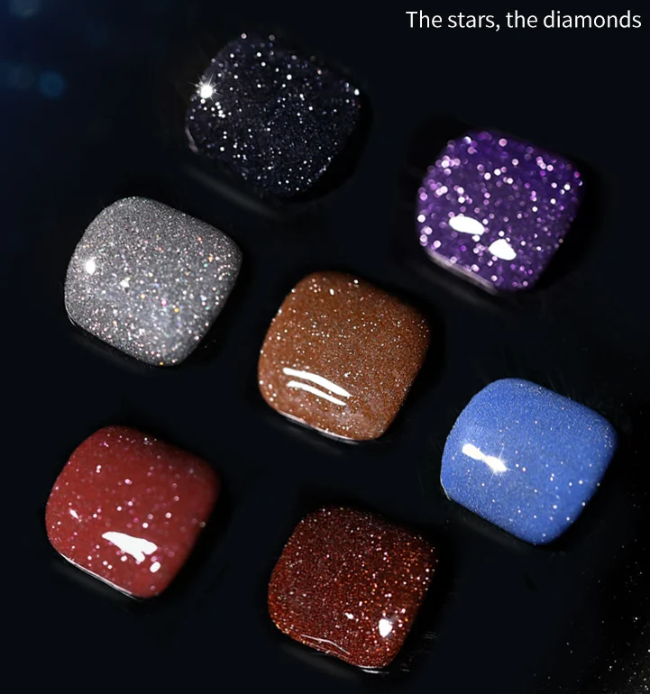 8Ml สะท้อนแสง Glitter เจลเล็บ12สีประกาย Auroras เลเซอร์เล็บกึ่งถาวร Soak Off UV Gel เคลือบเงา SNJJ38