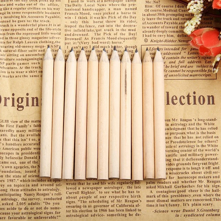 400pcs Wood color short pencils branched HB 8.6CM wood color hotel pencils wholesale free shipping