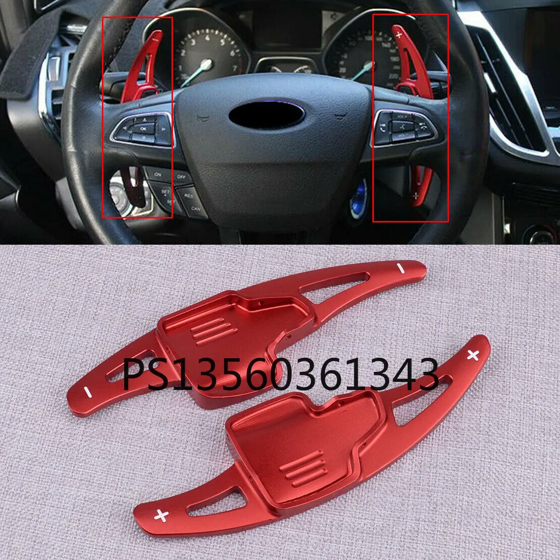 

Red Steering Wheel Shift Paddle Shifter Extension Fit For Ford Focus 15-19