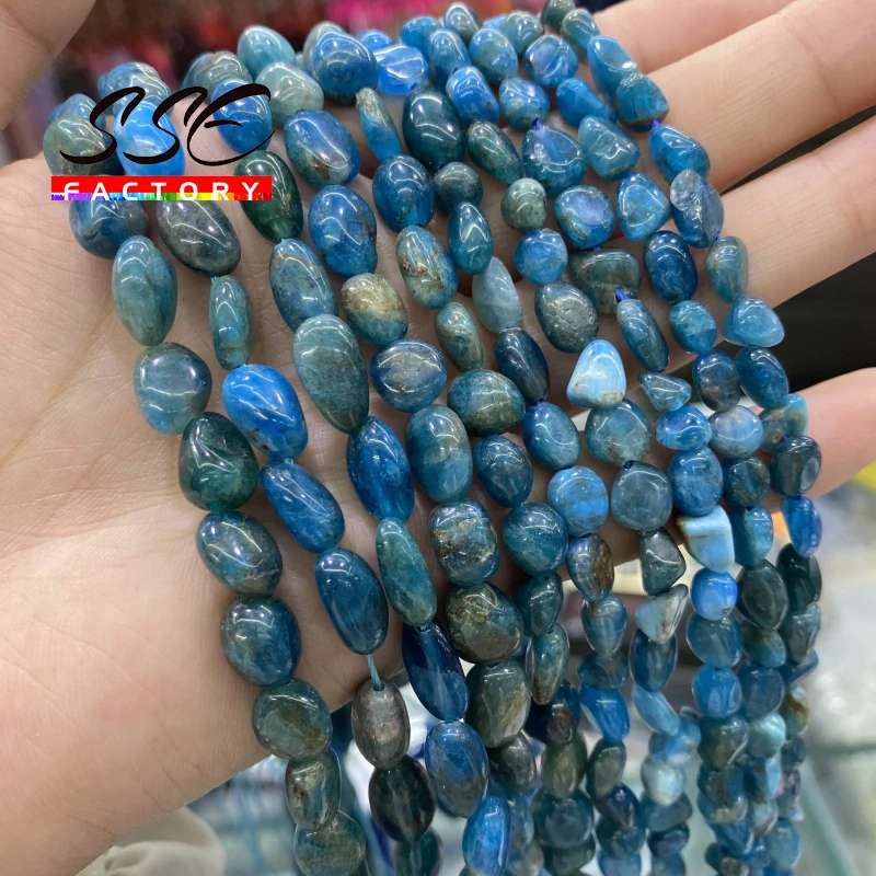 Natural Irregular Blue Apatite Stone Beads Loose Spacer Bead for Jewelry bracelet making DIY Accessories Wholesale 6-8mm 8-10mm image 5
