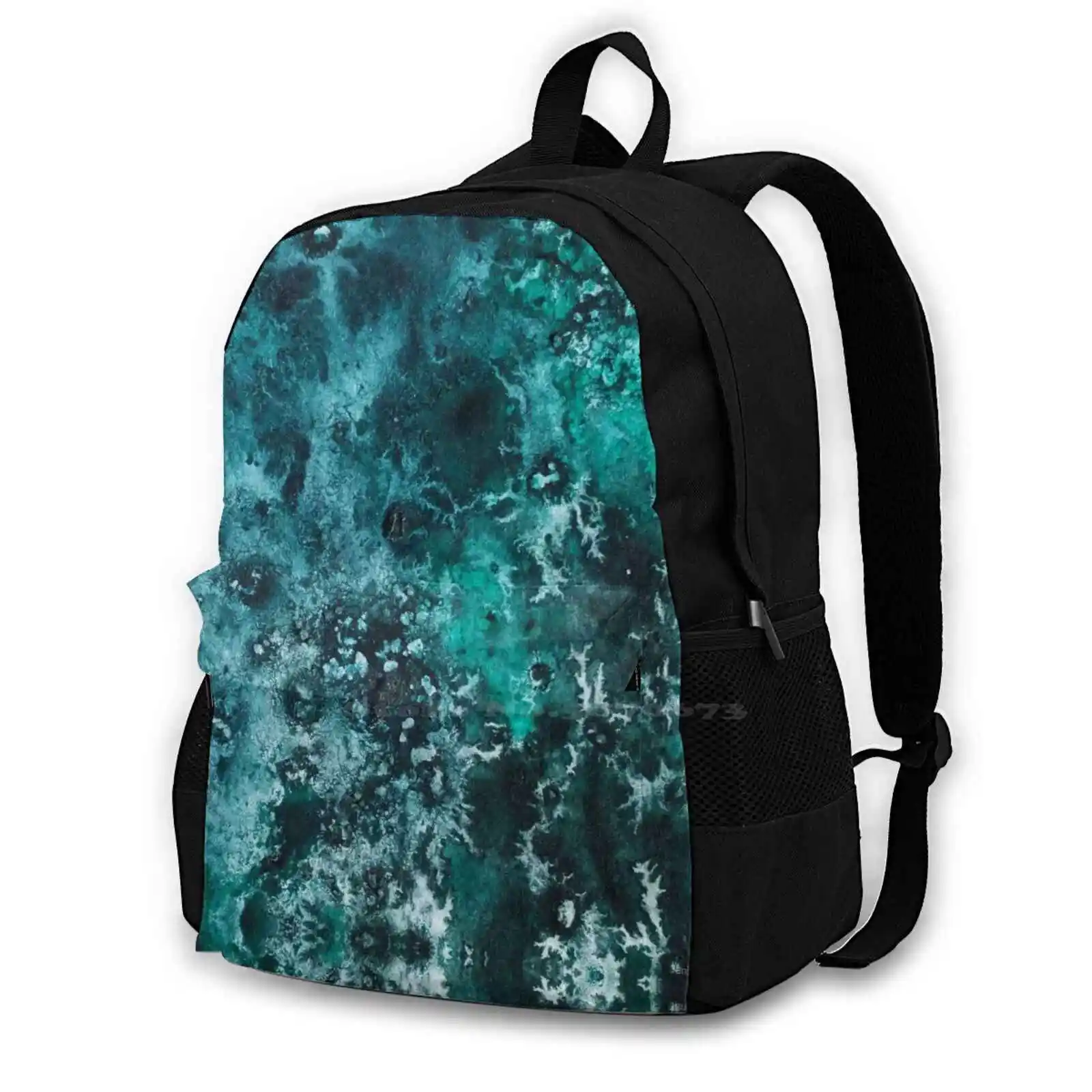 Abstract 21 Hot Sale Schoolbag Backpack Fashion Bags Janinwise Janin Wise Abstract Blue Black Green Water Ocean Sea Summer Tide