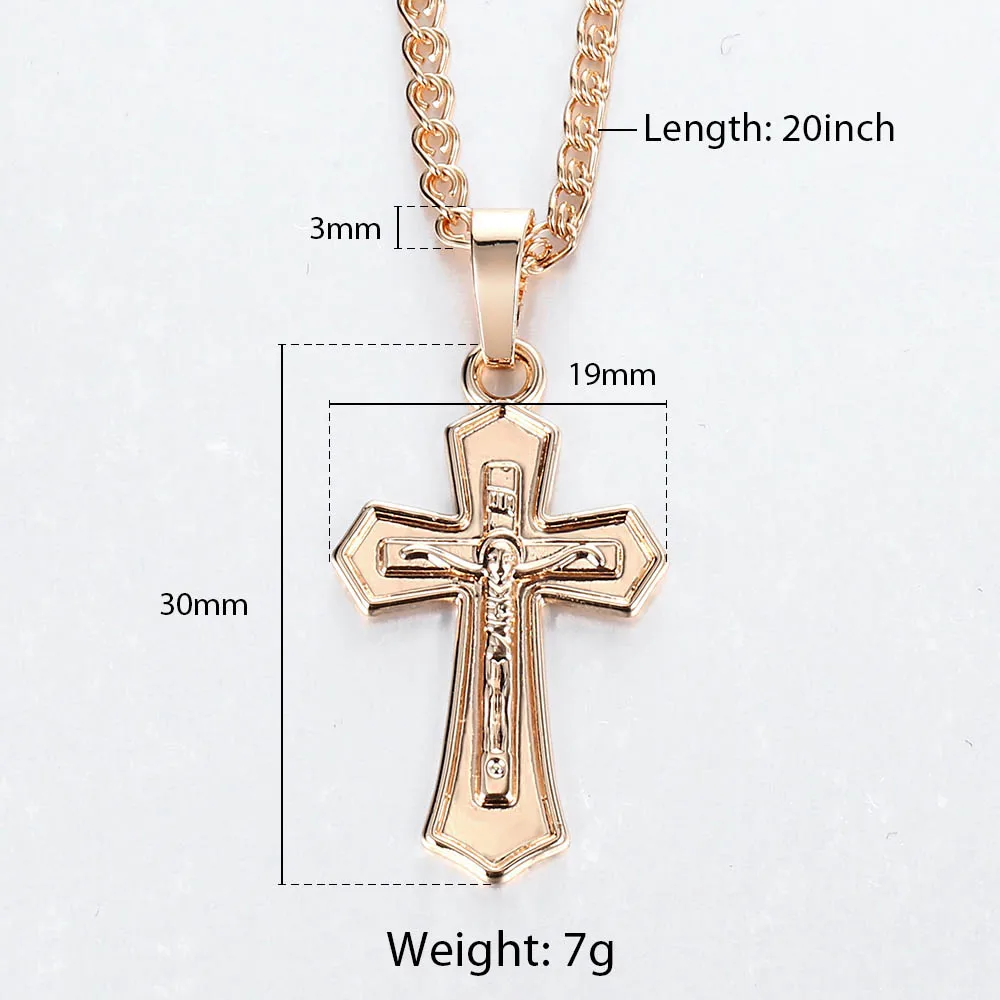 Fashion Jewelry Women Mens 585 Gold Color Crucifix Necklace Pendant Cross Snake Link Chains Jewelry GP405