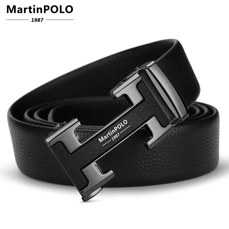 2020 MartinPOLO Famous Brand Belt Men Top Quality Genuine Luxury Leather Belts for Men Strap Male Metal Automatic Buckle Fashion