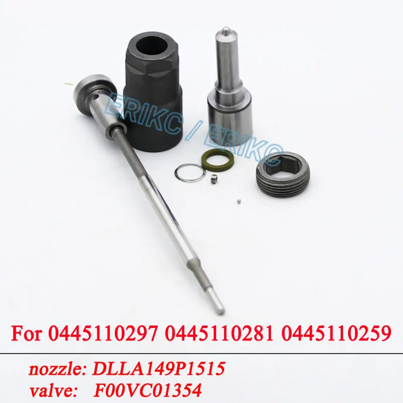 0445110297 Diesel Injector Repair Kit Nozzle DLLA149P1515 0433171936 Valve F00VC01354 for CITROEN 96542405 0445110281 0445110259