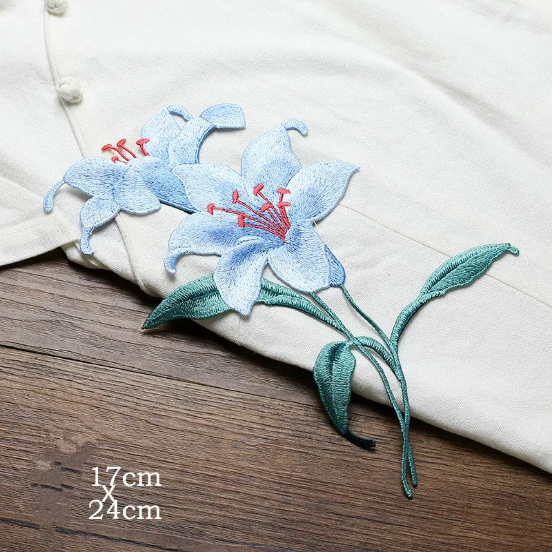 Color Orchid Applique Dress Patch Hanfu Cheongsam Plain Decorative Flowers Hand-embroidered Water-soluble patches for clothing