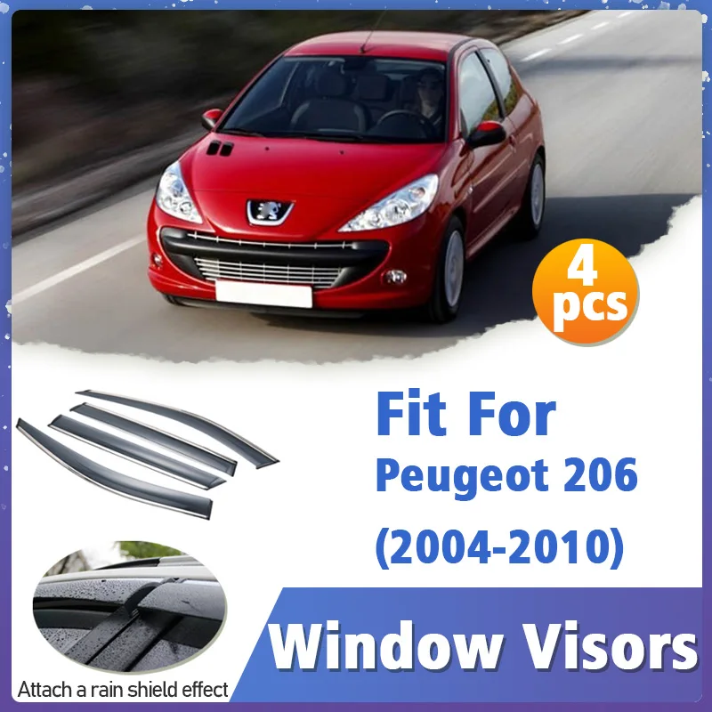 

Оконный козырек для Peugeot 206 2004-2010, вентиляционная крышка, отделка, навесы, защита от солнца, дождя, дефлектор, автоаксессуары