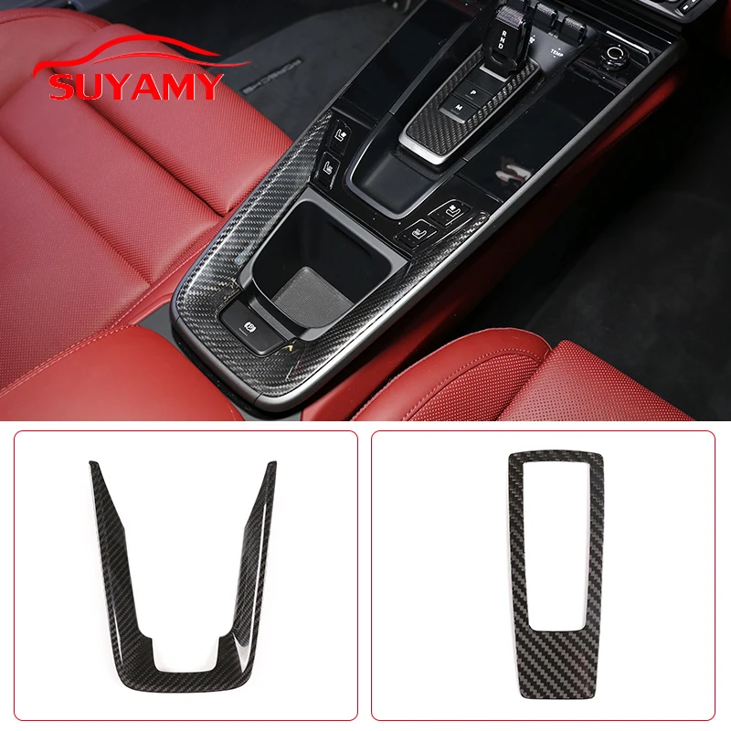 

Real Carbon Fiber Car Interior Gear Shift Panel Sticker For Porsche 911 2019-2021 Central Gearshift Control Cover Accessories