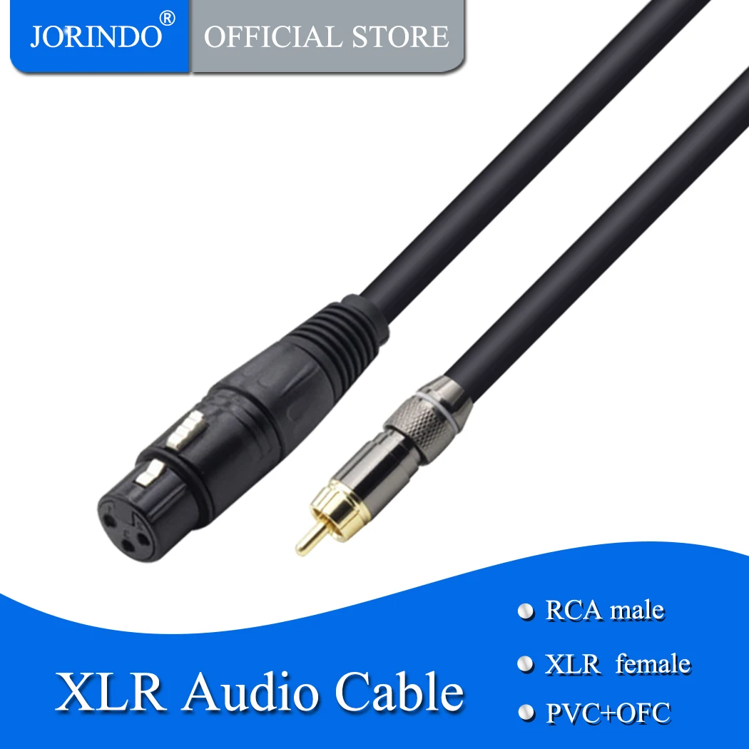 JORINDO 4M/13FT 3-hole XLR female to RCA Microphone audio extension cable,For microphone mixer amplifier cable