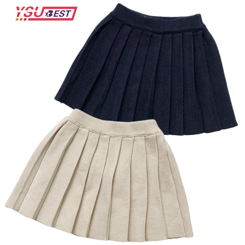 1-7Yrs Baby Toddler Children's Clothing School Girls Knit Skirt Bottoming Princess Pleated Skirts Cotton Kids Children Clothes