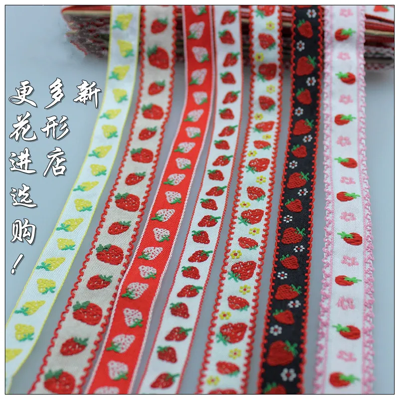10 ساحة/مجموعة الفراولة حزام التطريز الدانتيل شريط تقليم الزخرفية اليدوية تنورة الملابس النسيج 1.5 سنتيمتر اكسسوارات