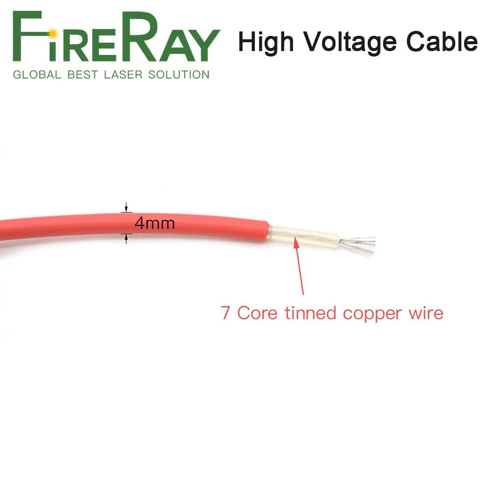 Cable de alto voltaje, Cable de Plomo rojo positivo para fuente de alimentación láser Co2, tubo láser y corte de grabado, 3 metros, 40KV, 22AWG