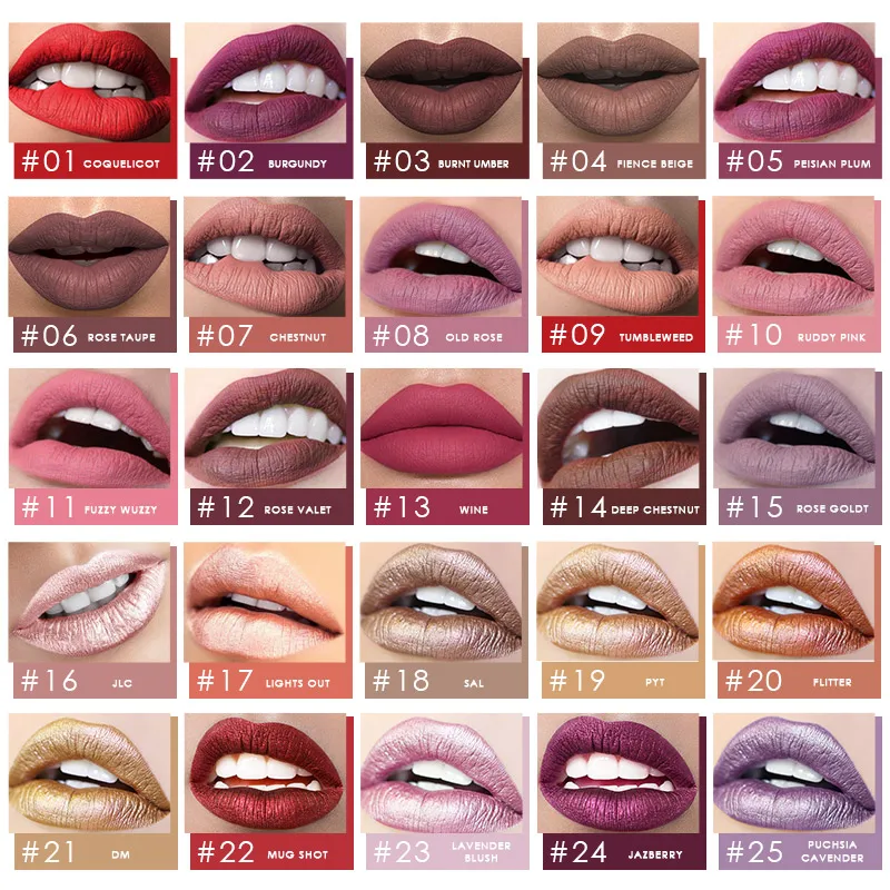 FOCALLURE Waterproof Matte Liquid Lipstick Long-lasting Lip Tint Nude Lipgloss Shimmer Lipgloss Beauty Makeup Women Cosmetics