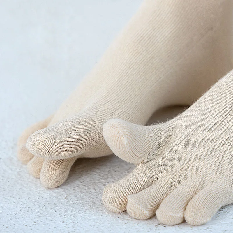 5 Pairs Solid Simple Casual Cotton Toe Socks Candy Color Women Short Pink Green Blue Orange Black White 5 Finger Socks with Heel