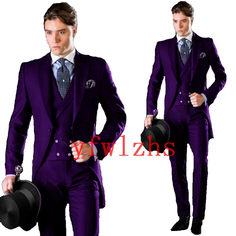 

Handsome One Button Groomsmen Peak Lapel Groom Tuxedos Men Suits Wedding/Prom Best Blazer ( Jacket+Pants+Vest+Tie) B199