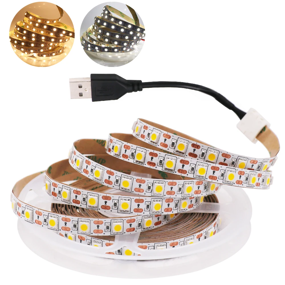 USB LED Strip Light 5050 5V DC TV Backlight Flexible LED Tape Light Ribbon 1m 2m 3m 4m 5m Strip DIY Home Decoration