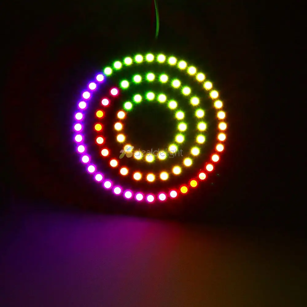 Ws2812b pixel ring 8 16 24 35 45 leds ws2812 construído em ic 5050 rgb individualmente endereçável led anel módulo luz dc5v