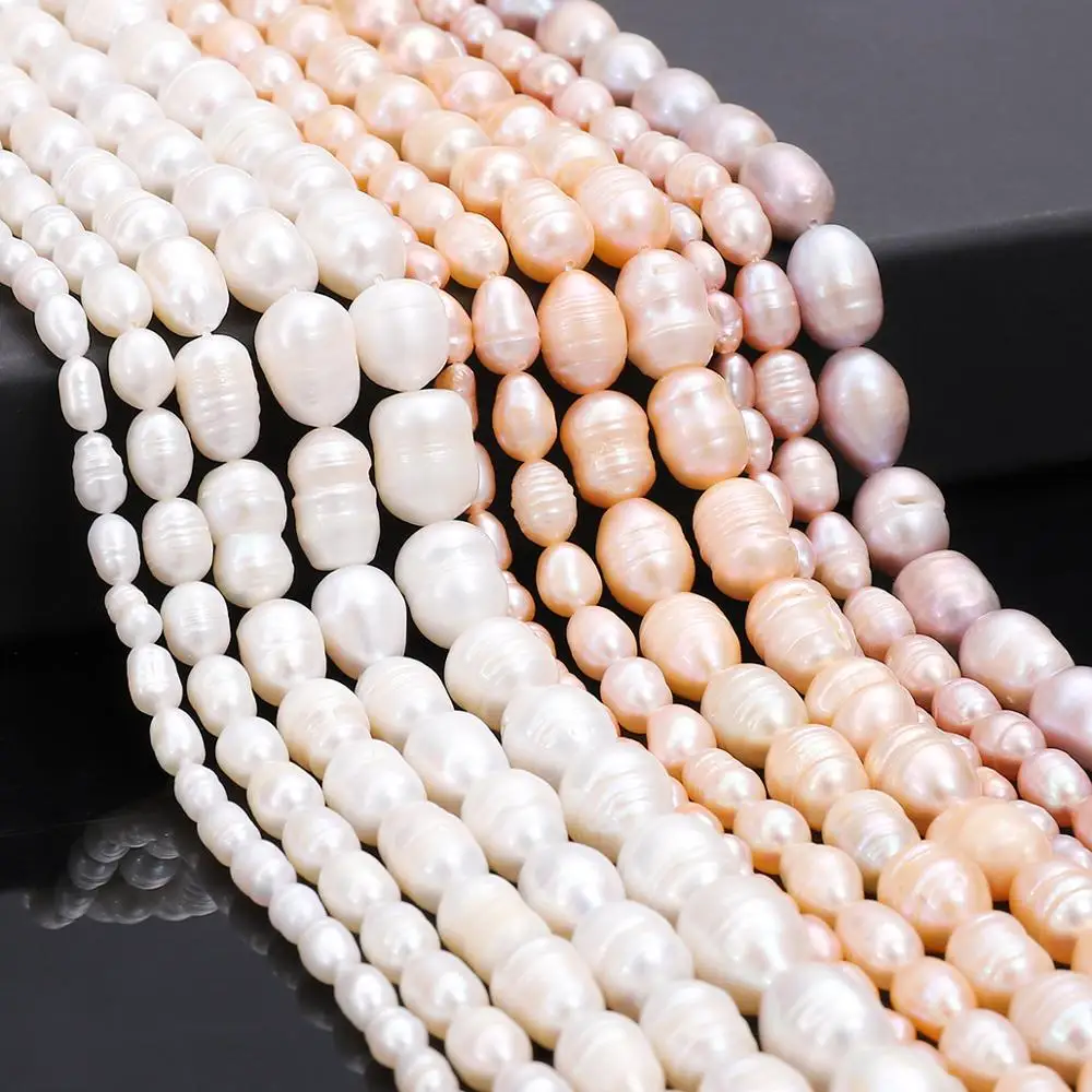 Irregular Natural Freshwater Pearl Beads Rice Shape 100% Natural Pearls Beads for Jewelry Making DIY Women Bracelet Necklace