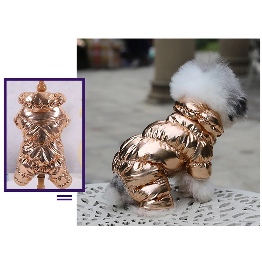 Gold Silver Dog Clothes for Small Medium Dog Thicken Designer Winter French Bulldog Clothes Jacket Waterproof York Chihuahua Pug