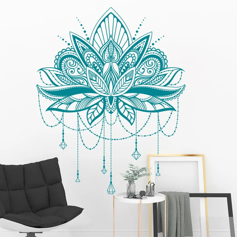 Mandala lotus dress up wall stickers boho style ethnic Indian Buddhist yoga studio home bedroom door decoration vinyl decals M6