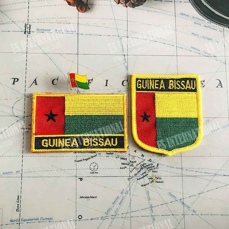 Guinea National Flag Embroidery Patches Badge Shield And Square Shape Pin One Set On The Cloth Armband   Backpack  Decoration