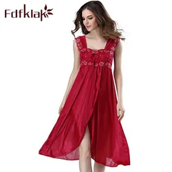 Vestido de encaje sin mangas para mujer, lencería Sexy de seda, camisón de satén, ropa de dormir, color rojo/negro y rosa, Q134, 2024