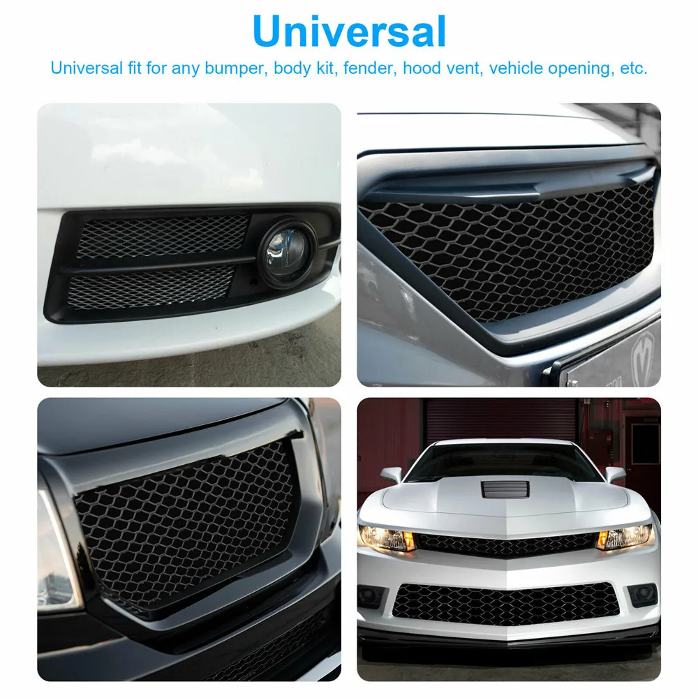 

​Car Mesh Grill Cover 40''x13'' Aluminum Bumper Fender Hood Vent Grille Net Heat Dissipation Black