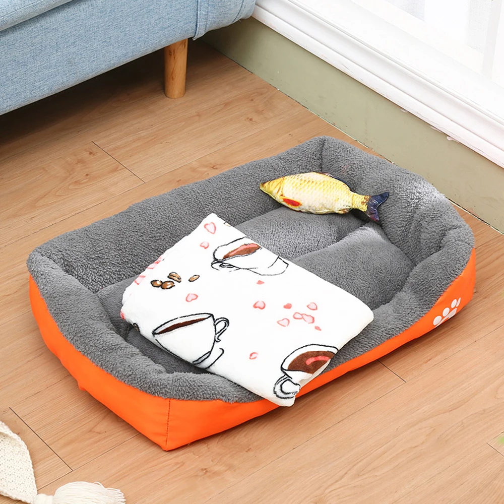 XS-XXL Dog Bed for Small Medium Large Dogs Warming Washable Rectangle Pet Beds Waterproof Bottom Soft Fleece Sofa House Colorful