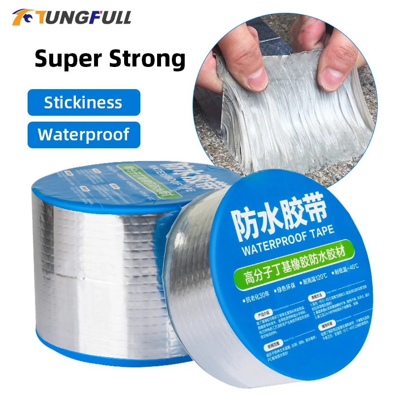 

10m 5m Aluminum Foil Butyl Rubber Tape Stop Leak Stick waterproof repair fix tape Self Adhesive for Roof Hose Marine Maintenance