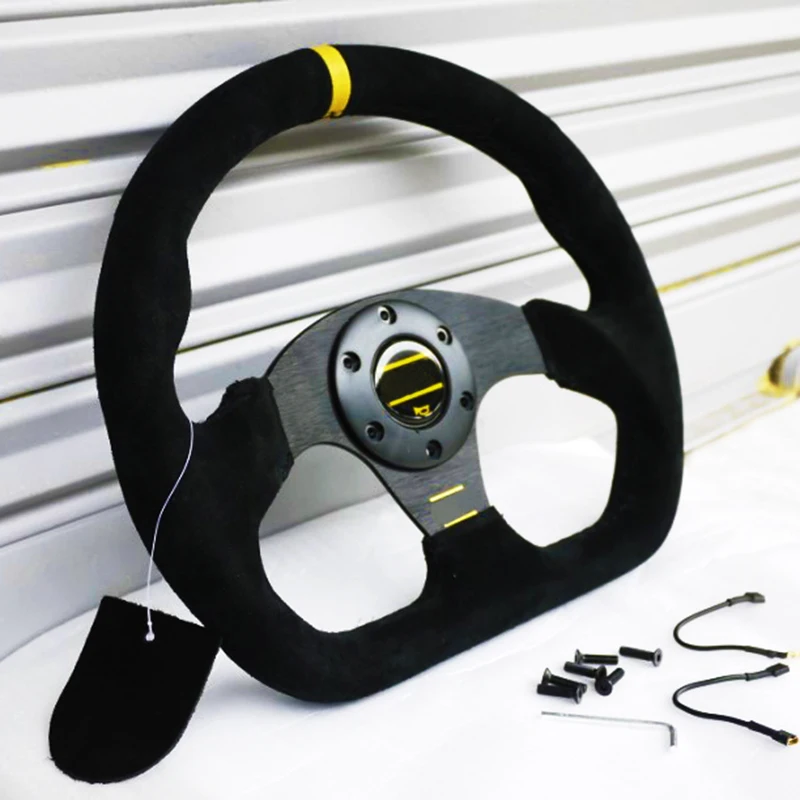 Racing Steering Wheel 330mm Universal Suede Leather Steering Wheel Volante 13inch Sport Steering Wheel Flat type