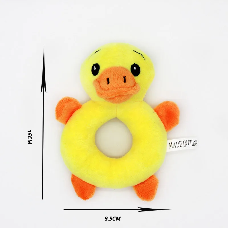 Cute cartoon pet plush chewing  bear pig duck shape squeaky animal ring shape small dog cat interactive toy