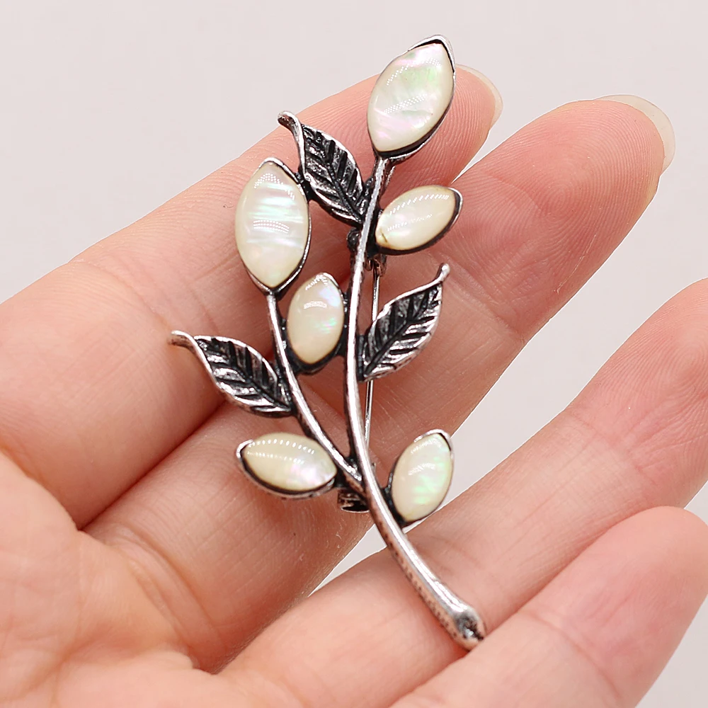 Natural Shell Brooch The Mother Of Pearl Leaf-Shaped Pendant For Jewelry Making DIY Necklace Bracelet Earrings Accessory