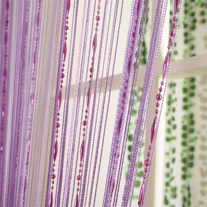 12 Color Beads Line Curtain Modern Yarn Dyed Curtains for Home Living Room Door Hotel Cafe Interior Decoration Solid Curtain