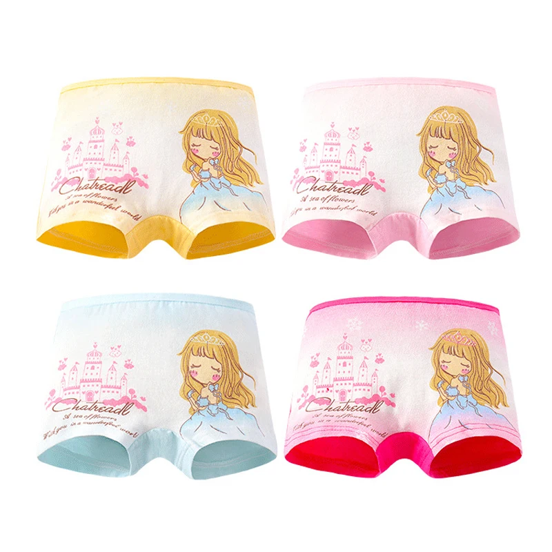 4pcs/lot 1-10years old beauty Girls' underwear, cotton baby girls boxers, cartoon girls children's underwear UD08