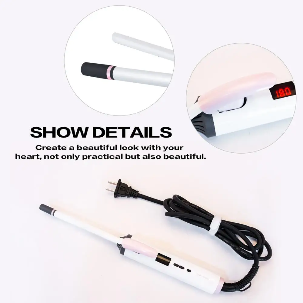 3/8 Polegada pequeno rotativa curling ferro 9mm spin curler barril fina varinha de cabelo curl para homens cabelo curto cerâmica homem vacilar