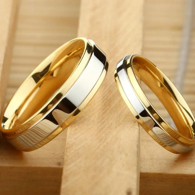 4mm 6mm Couple Ring Gold-Color Jewelry for Women Man Titanium Steel Lover Ring Personalized Ring Customize Ring Engraved Ring