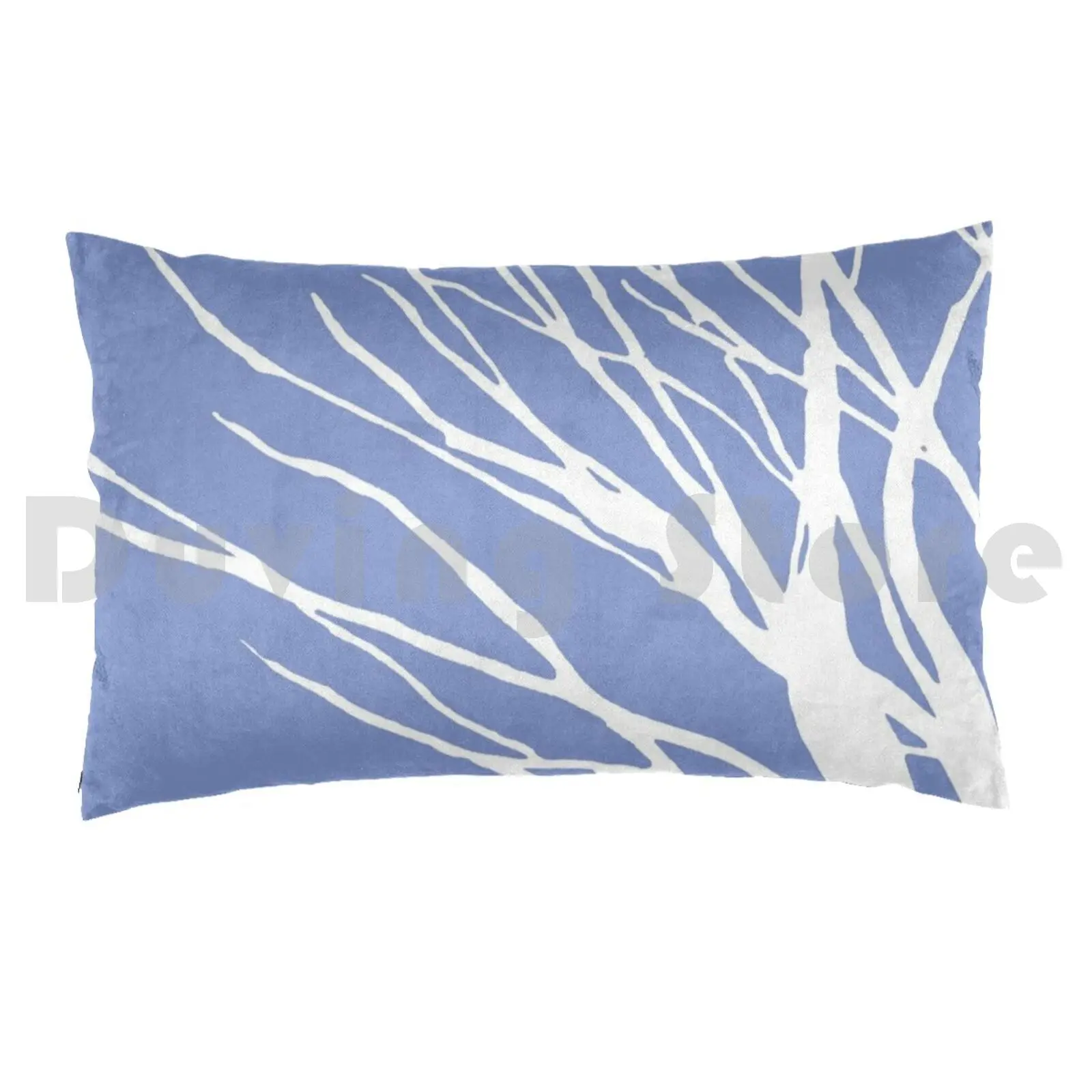 Periwinkle Blues Pillow Case Printed 50x75 Periwinkle Blue Tree Silhouette White Nature Modern Contemporary