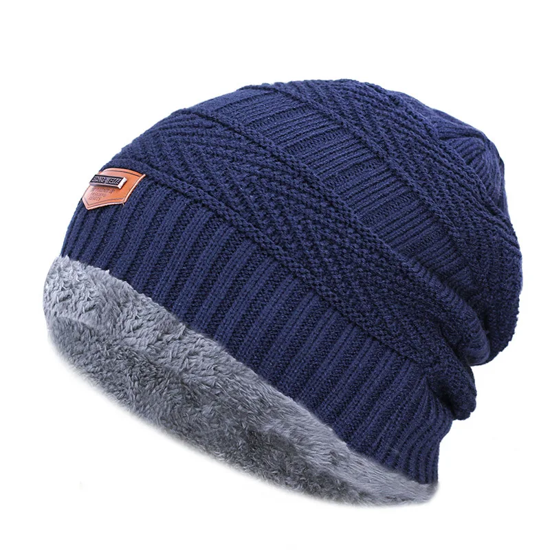 Beanies Men Winter Hat Women Knitted Hats For Men Cap Winter Beanie Hat Gorro Thick Warm Brimless Fur Bonnet Men\'s Cap