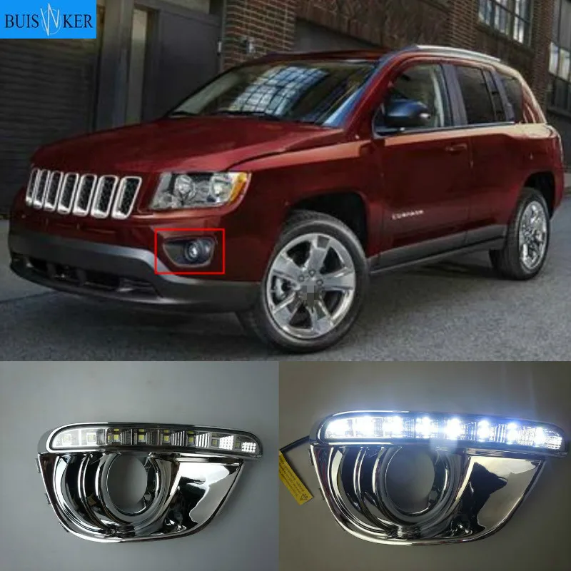 

1 пара для Jeep Compass 2013 2014 LED DRL дневные ходовые огни, дневные огни, водонепроницаемые желтые сигнальные лампы