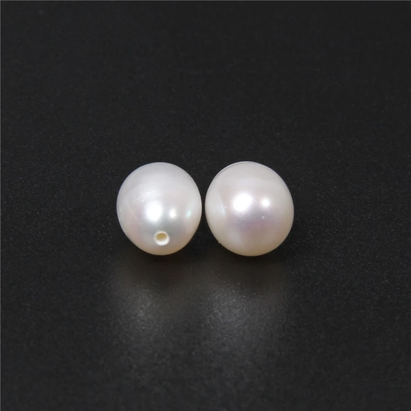 8-9mm Half Drilled Drop Natural Pearls Cultured White Oval Pearl Beads Half Hole Jewelry Making DIY Accessories Craft Earrings