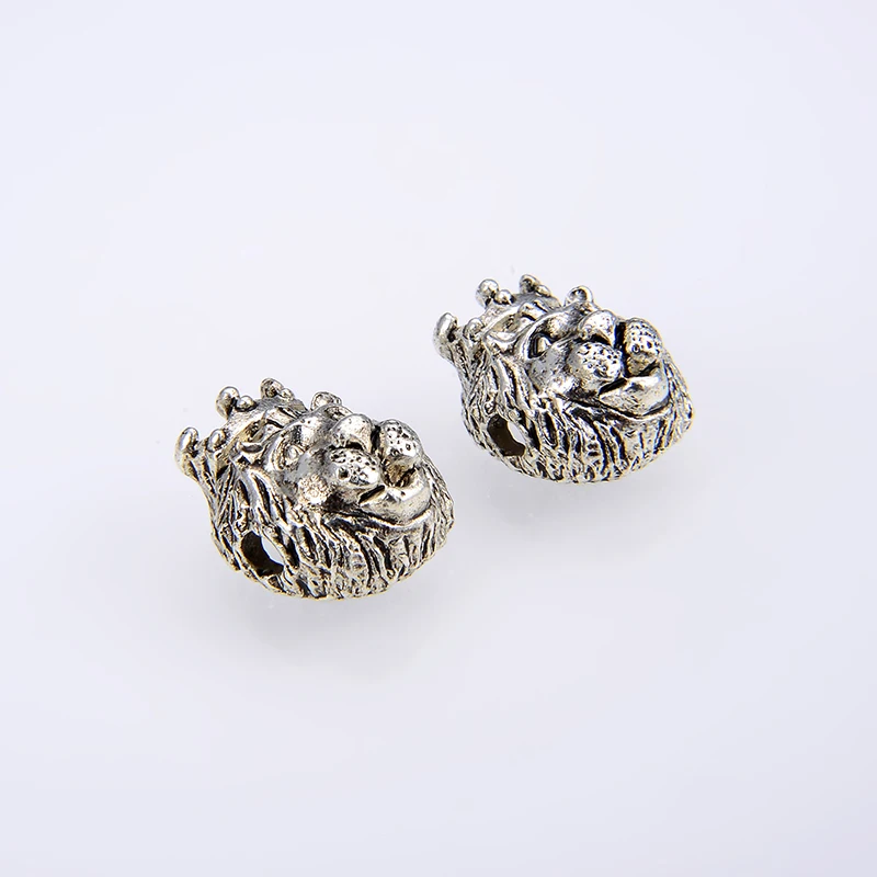 10PCS/ pack NEW Accessories King Crown Lion Head Spacer Beads Charm Beads Large Hole leo Beads Men's Jewelry making Findings