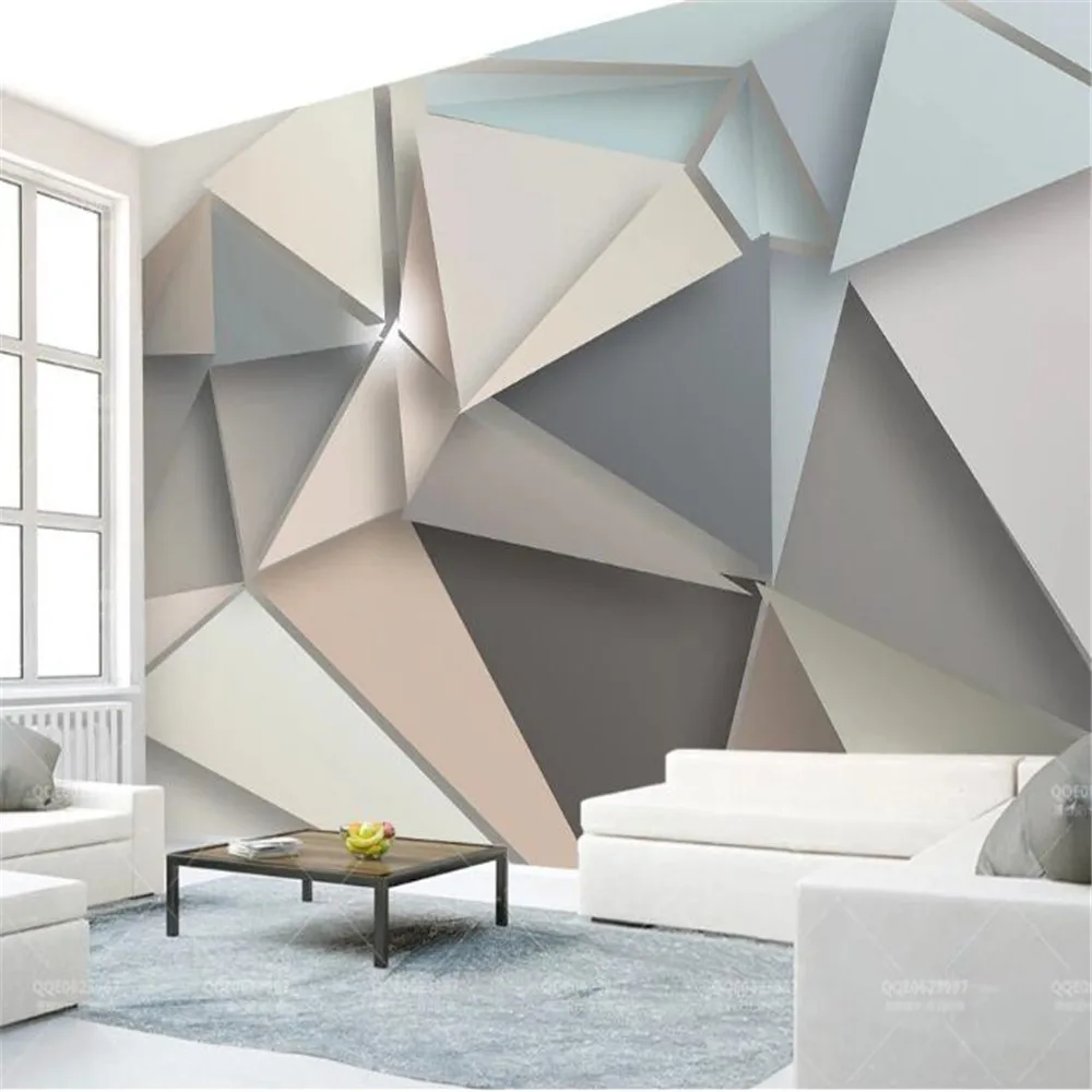 Milofi custom large wallpaper mural modern minimalist style 3d three-dimensional triangle TV background wall