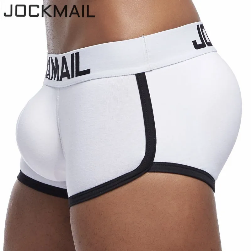 JOCKMAIL Bulge Enhancing Padded Men Underwear Boxers Magic Buttocks Include Penis Push Up Cup + Hip Buttocks Removable Sponge