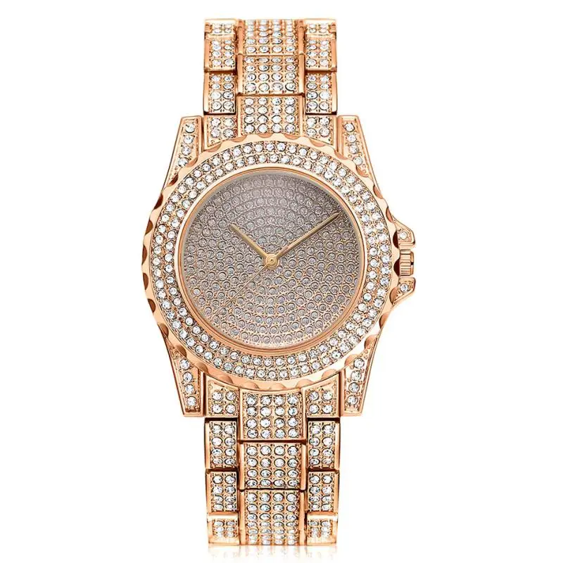 Iced Out Watches Luxury Date Quartz Wrist Watches With Micropave CZ Stainless Steel Watch For Women Men Jewelry